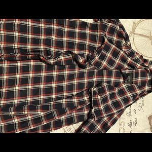 Long quarter sleeve plaid cardigan